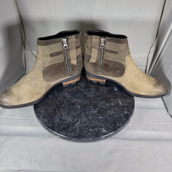 Sorel Lolla Green Leather Ankle Boot Zip-UP/Buckles Women’s Size 8.5 US - Picture 5 of 8